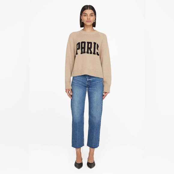 ANINE BING Kendrick Wool/Cashmere Blend University Paris Sweater in Light Camel - Picture 7 of 16